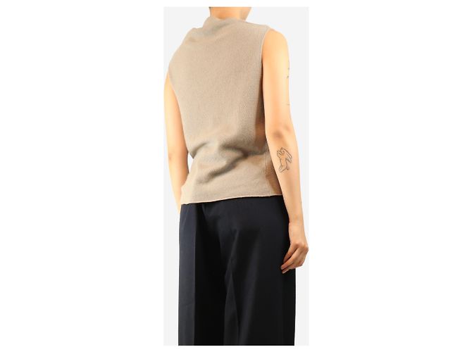 Autre Marque Beige Kaschmir-Weste mit cowl-neck - size UK 14 - Ansicht 2