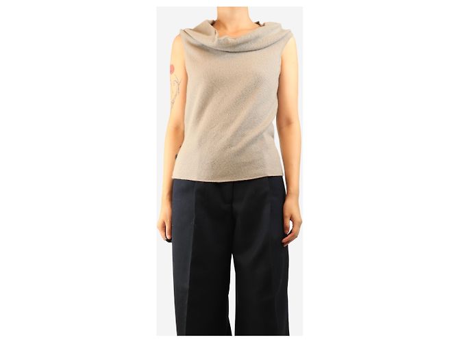 Autre Marque Beige Kaschmir-Weste mit cowl-neck - size UK 14 - Ansicht 3