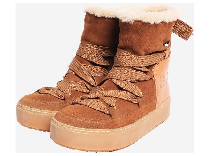 Chloé Brown shearling winter boots - size EU 39 (UK 6) - view 2