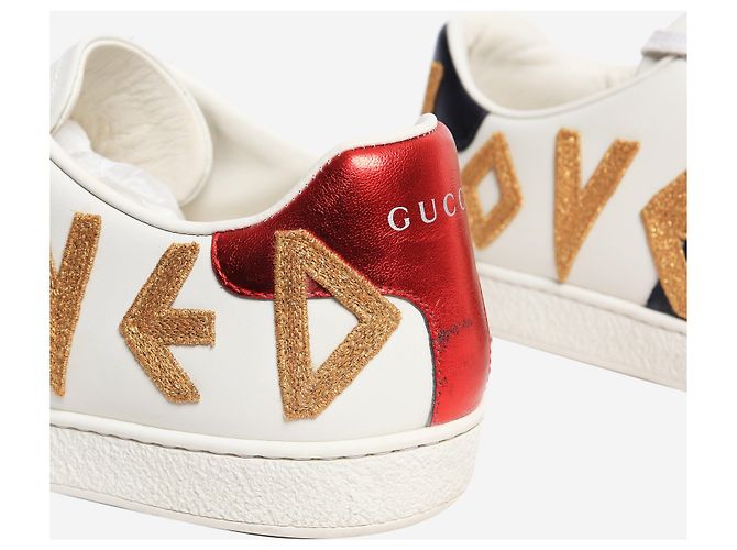 Gucci White Ace 'Loved' Leder-Sneaker - Größe EU 38.5 Weiß - Ansicht 6