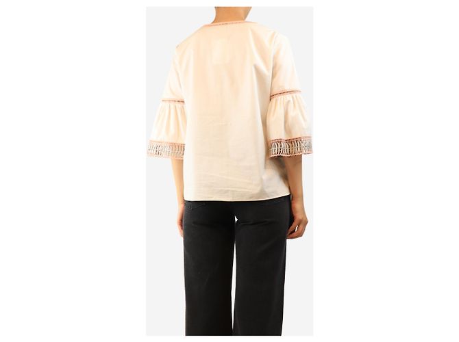 Alice by Temperley Top bordado blanco y rosa - size UK 12 - vista 2