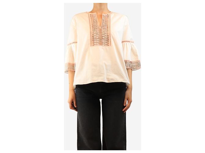 Alice by Temperley Top bordado blanco y rosa - size UK 12 - vista 3