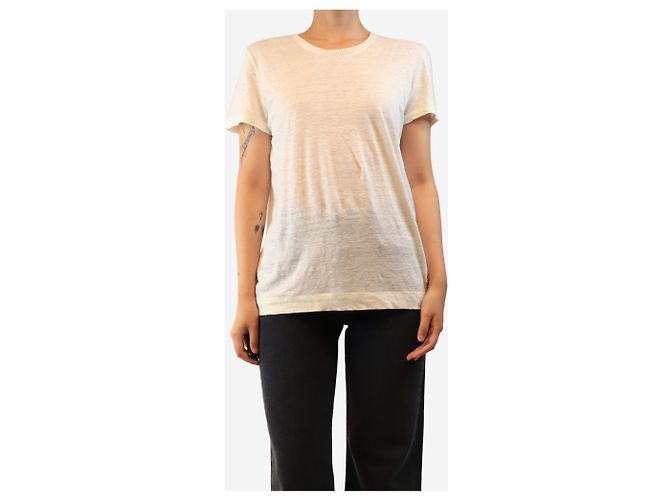 Loro Piana Camiseta de lino blanca - size UK 16 Blanco - vista 3