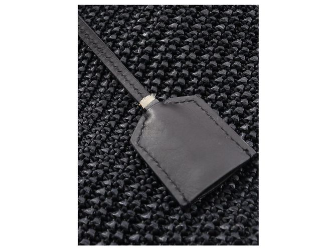 Saint Laurent Borsa tote Shopping in rafia e pelle nera Nero - vista 13