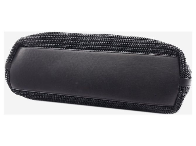 Saint Laurent Borsa tote Shopping in rafia e pelle nera Nero - vista 5