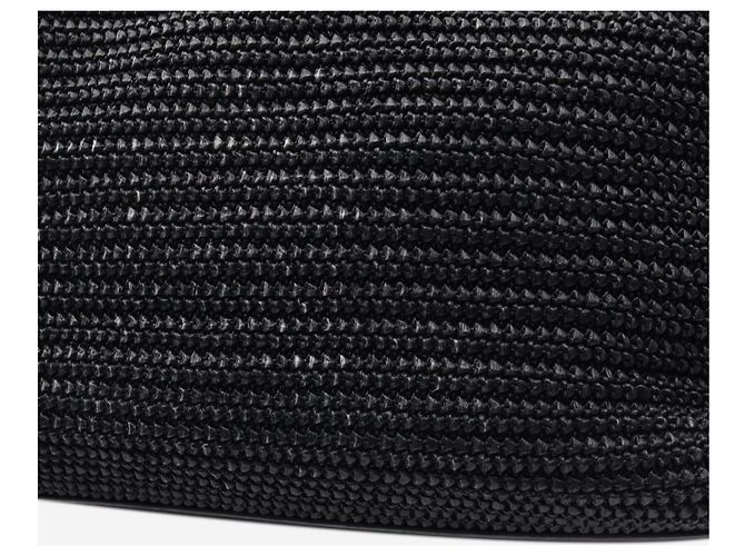 Saint Laurent Borsa tote Shopping in rafia e pelle nera Nero - vista 6