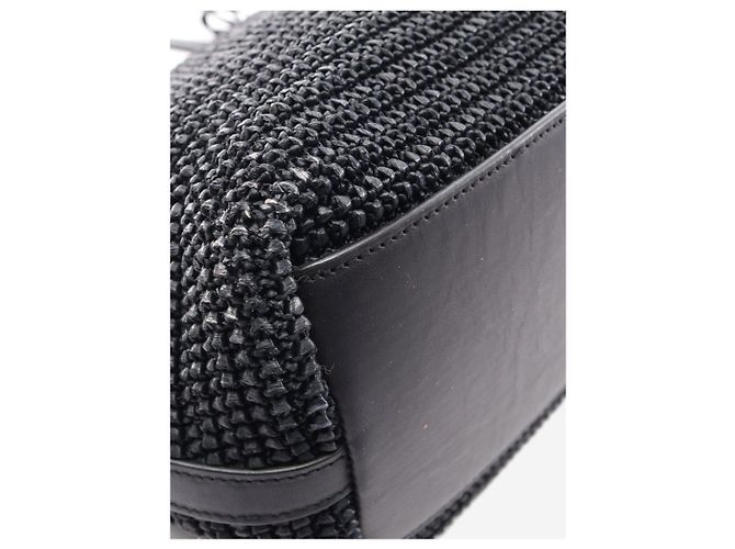 Saint Laurent Borsa tote Shopping in rafia e pelle nera Nero - vista 8