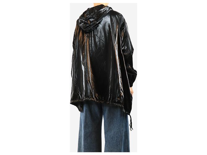 Moncler Parka con capucha de vinilo negro - size UK 12 - vista 2