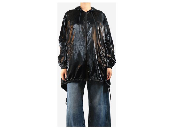 Moncler Parka con capucha de vinilo negro - size UK 12 - vista 3