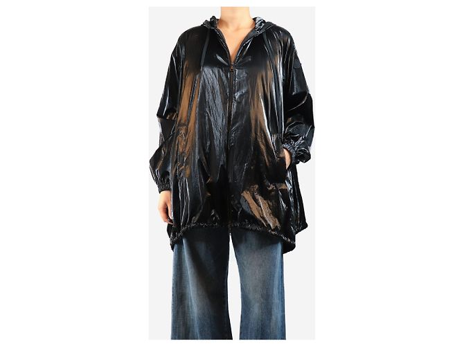 Moncler Parka con capucha de vinilo negro - size UK 12 - vista 4