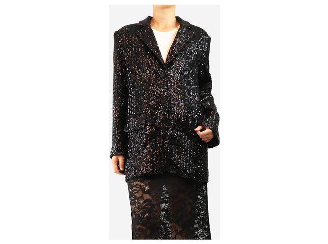 Anine Bing Schwarzer Sara Pailletten-Blazer - Größe S - Ansicht 3