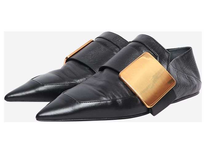 Jil Sander Chaussures plates à boucle en cuir noir - taille EU 38 - vue 2