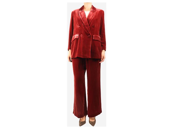 Maliparmi Completo due pezzi in velluto rosso - size L - vista 3