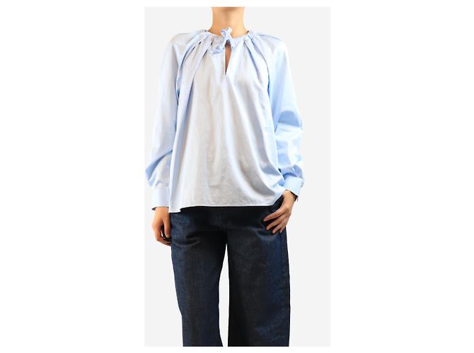 Laurence Bras Blusa de algodón azul claro - size UK 12 - vista 3