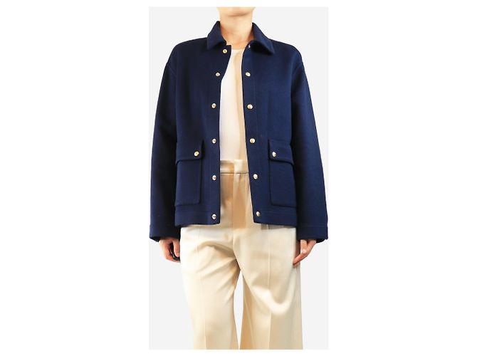 Céline Navy cashmere jacket - size UK 8 Navy blue - view 3