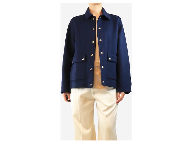 Céline Navy cashmere jacket - size UK 8 Navy blue - view 4