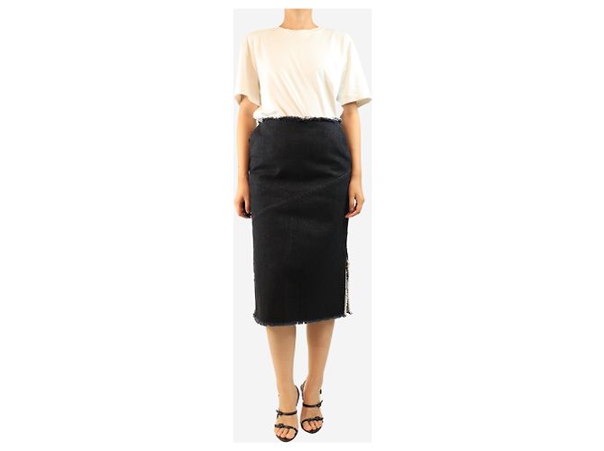 Autre Marque Falda midi de denim negra deshilachada - size UK 10 Negro - vista 2