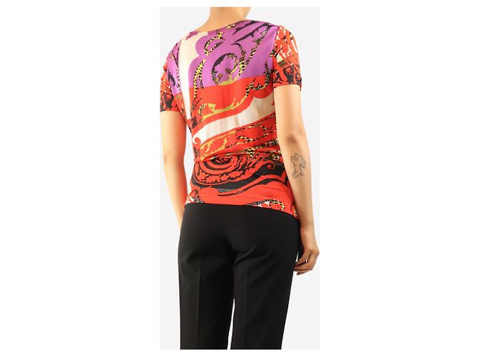 Etro Top de punto rojo con estampado all-over - size UK 10 Roja - vista 2