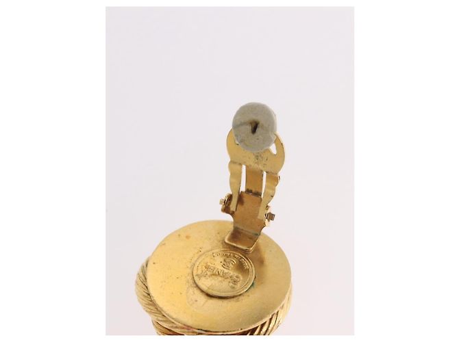 CHANEL Pearl Earring Metal Gold White CC - vista 9