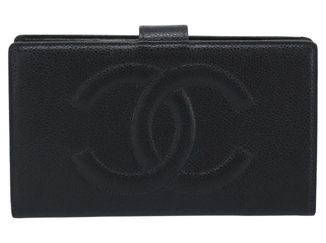 CHANEL COCO Mark Long Wallet Caviar Skin Black Gold CC - vista 13