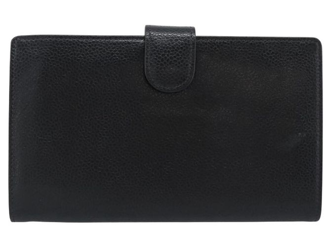 CHANEL COCO Mark Long Wallet Caviar Skin Black Gold CC - vista 2