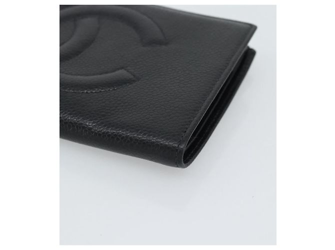 CHANEL COCO Mark Long Wallet Caviar Skin Black Gold CC - vista 7