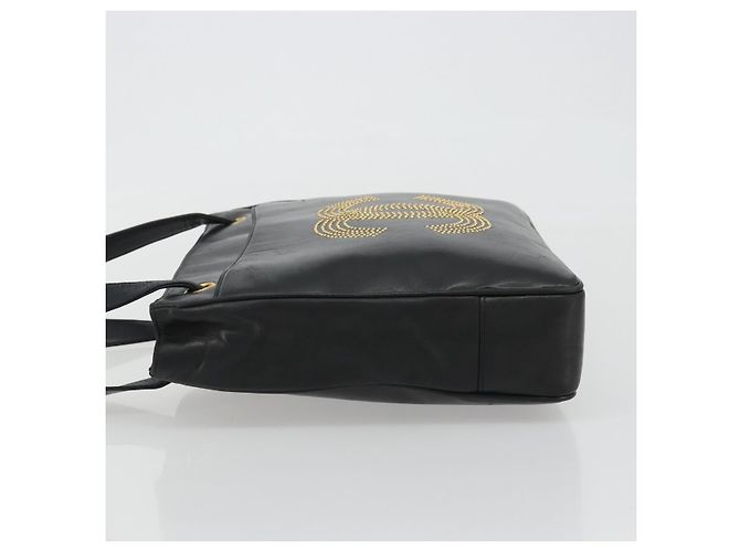 CHANEL COCO Mark Tote Bag Leather Black Gold CC - vista 4