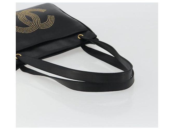 CHANEL COCO Mark Tote Bag Leather Black Gold CC - vista 7