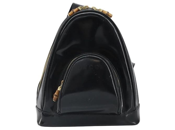 Bamboo Zaino Gucci in pelle nera con bambù - vista 2