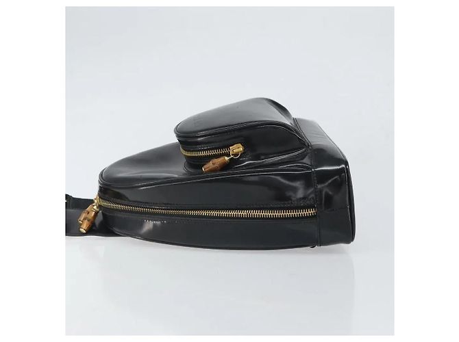 Bamboo Zaino Gucci in pelle nera con bambù - vista 5
