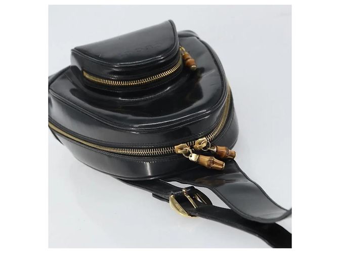 Bamboo Zaino Gucci in pelle nera con bambù - vista 6