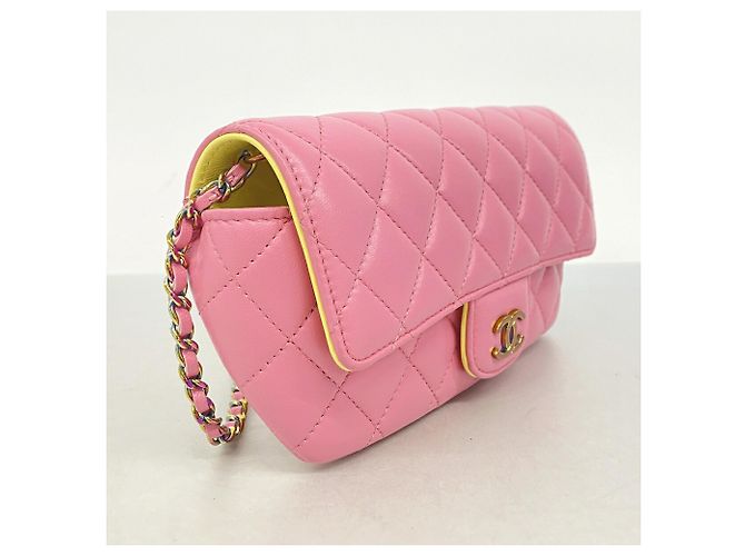 Borsa a tracolla con catena Chanel Matelassé Rosa - vista 2