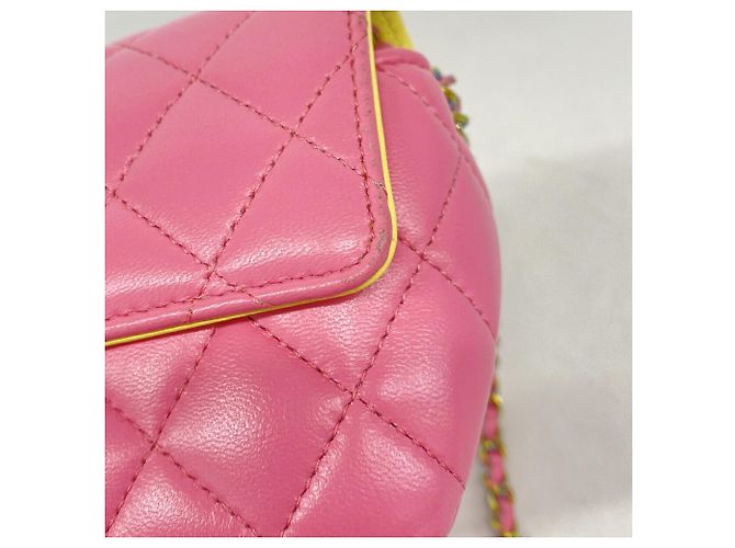 Borsa a tracolla con catena Chanel Matelassé Rosa - vista 6