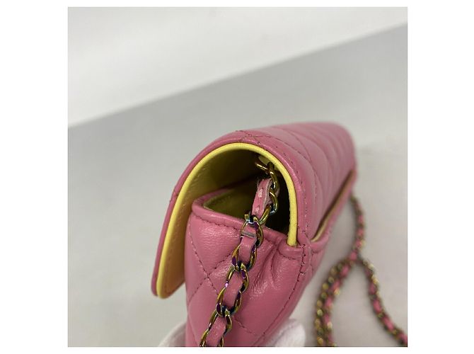 Borsa a tracolla con catena Chanel Matelassé Rosa - vista 8