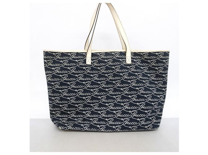 Gucci Tote Bag aus Navy-Canvas Marineblau - Ansicht 11