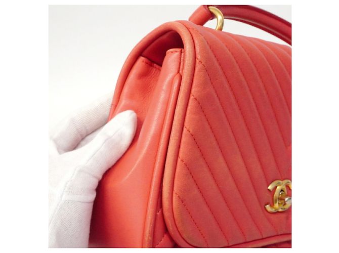 Borsa a mano Chanel in pelle d'agnello rosa - vista 11