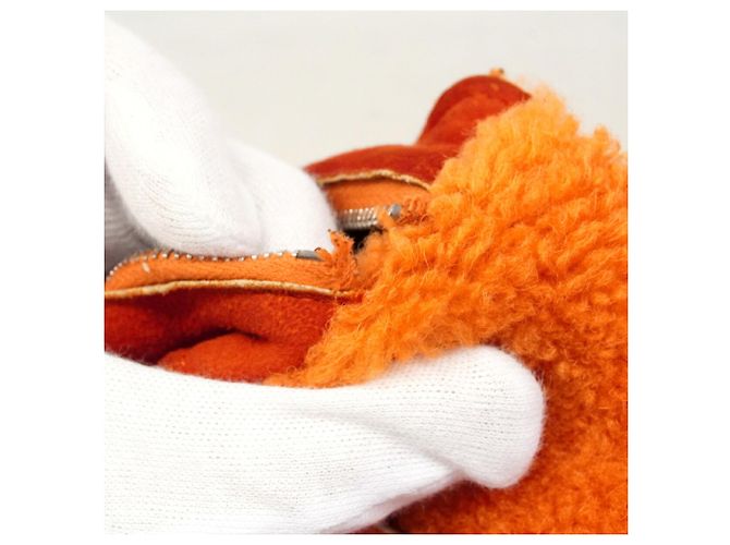 Borsa a tracolla Chanel in shearling arancione - vista 10