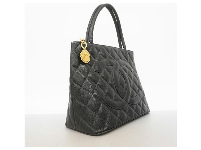 Timeless Borsa Tote Chanel in vitello martellato nero - vista 2