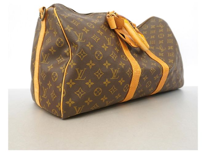 Borsa Louis Vuitton Boston Monogram Keepall Bandoulière 45 Marrone - vista 2