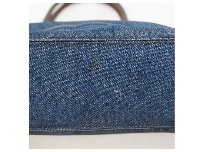 Borsa Tote Chanel in denim Marrone Blu - vista 10