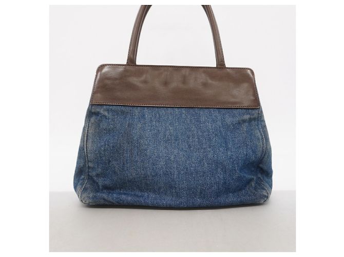 Borsa Tote Chanel in denim Marrone Blu - vista 11