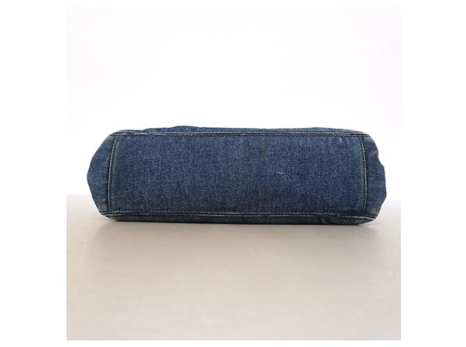 Borsa Tote Chanel in denim Marrone Blu - vista 3