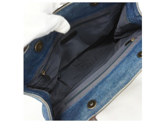 Borsa Tote Chanel in denim Marrone Blu - vista 4