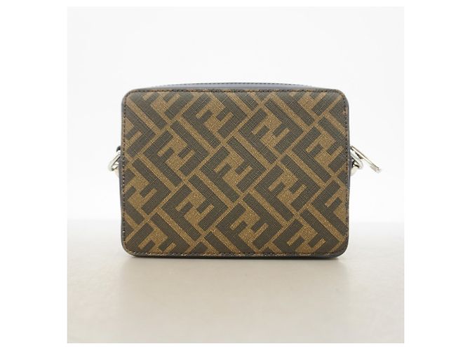 Borsa a tracolla Fendi Zucca in pelle Cachi Blu navy - vista 10