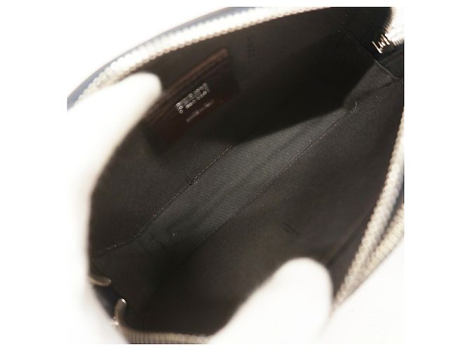 Borsa a tracolla Fendi Zucca in pelle Cachi Blu navy - vista 4