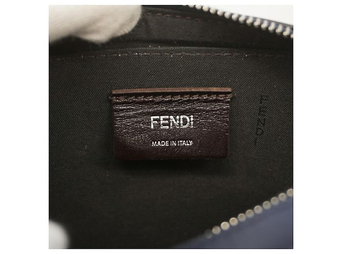 Borsa a tracolla Fendi Zucca in pelle Cachi Blu navy - vista 5