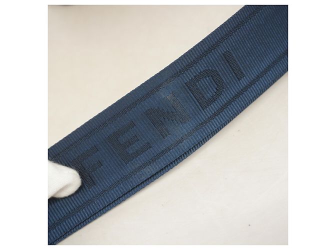Borsa a tracolla Fendi Zucca in pelle Cachi Blu navy - vista 8
