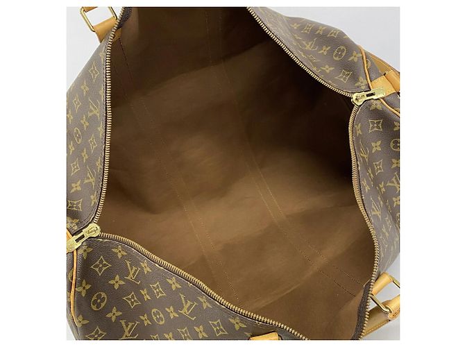 Louis Vuitton Brown Boston Monogram Keepall Bandoulière 60 Marrone - vista 4