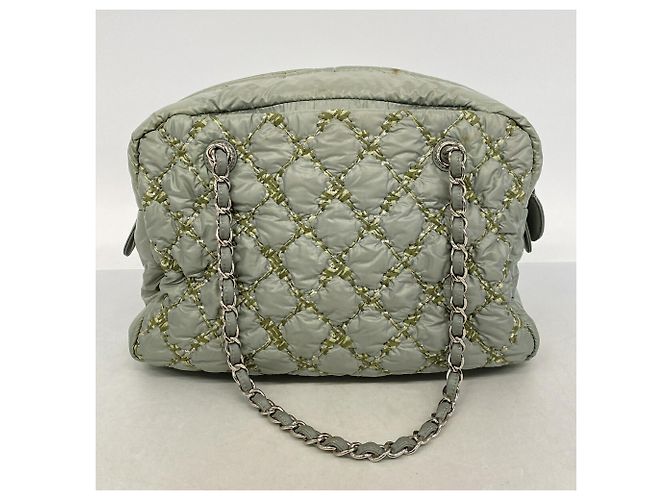 Saco Tote Chanel em nylon verde - vista 11