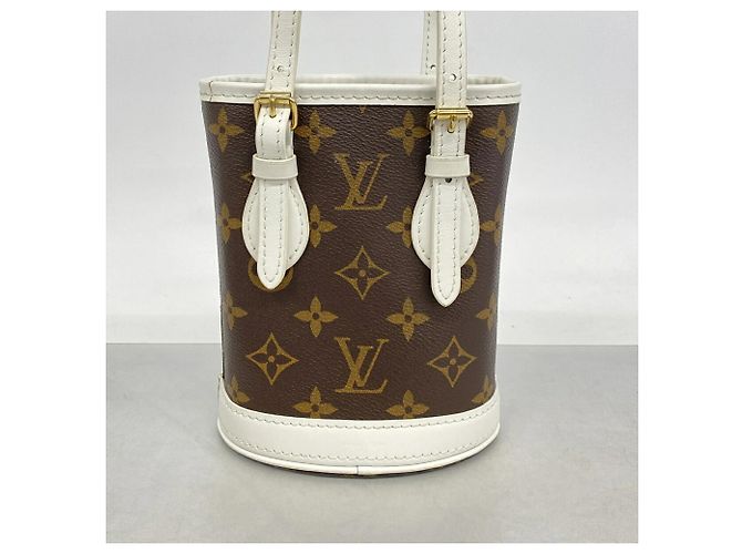 Borsa Louis Vuitton Monogram Nano Bucket Marrone Bianco - vista 10